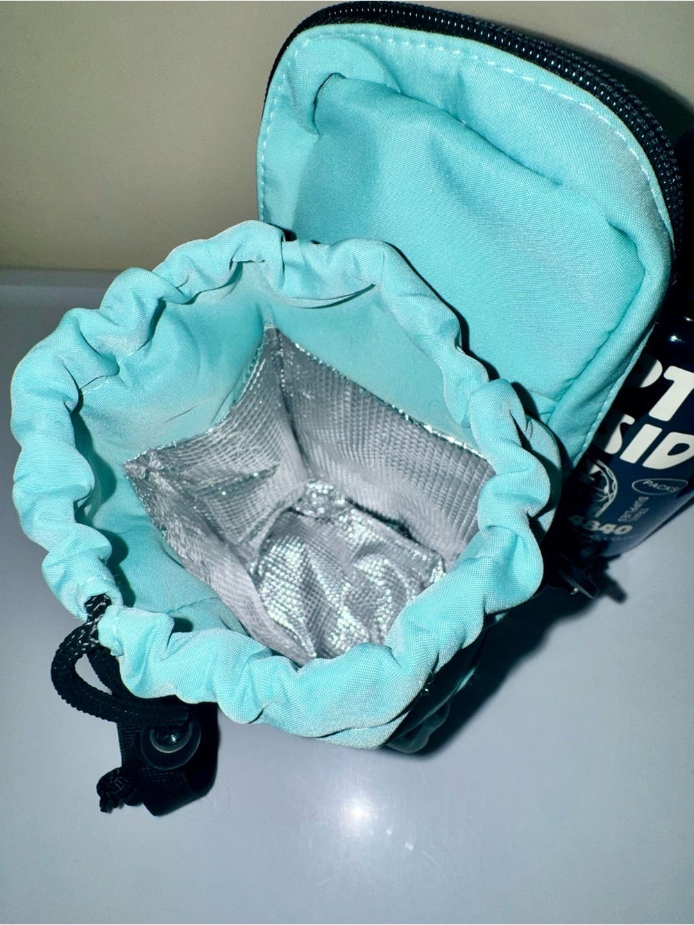 NWOT Aqua Drawstring Water Bottle Carrier with Straps - Picture 7 of 11
